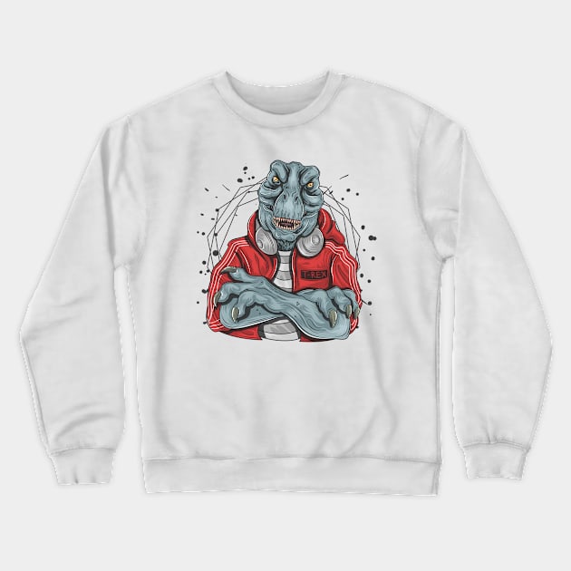 T Rex DJ Music Crewneck Sweatshirt by Mako Design 